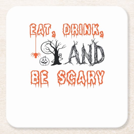 Eat Drink And Be Scary Minimal Quote Rechteckiger Pappuntersetzer (Vorderseite)