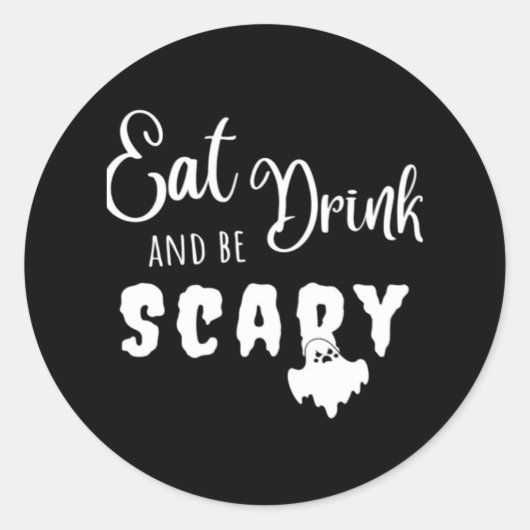Eat Drink And Be Scary Retro Graphic Runder Aufkleber (Vorderseite)