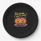 Eat Drink And Be Scary Scary Movie Night Halloween Pappteller (Vorderseite)
