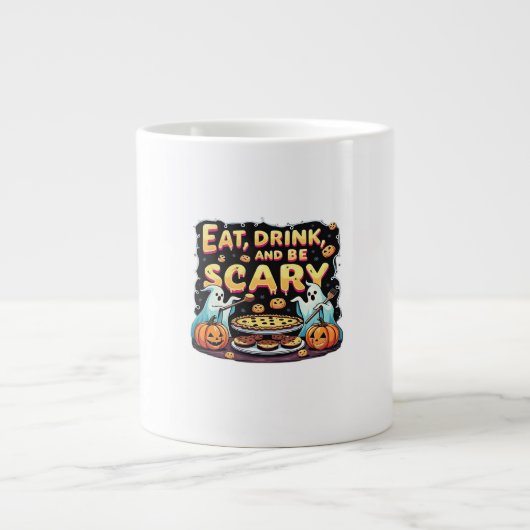 Eat Drink And Be Scary Spooky Bakery Halloween Coo Jumbo-Tasse (Vorderseite)
