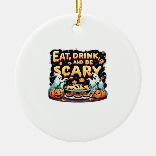 Eat Drink And Be Scary Spooky Bakery Halloween Coo Keramik Ornament (Vorne)