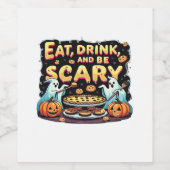 Eat Drink And Be Scary Spooky Bakery Halloween Coo Weinetikett (Einzelnes Label)