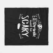 Eat Drink And Be Scary Spooky Halloween Skull Fleecedecke (Vorderseite (Horizontal))