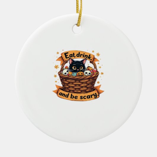 Eat Drink And Be Scary Trick Or Treat Basket Hallo Keramik Ornament (Vorne)