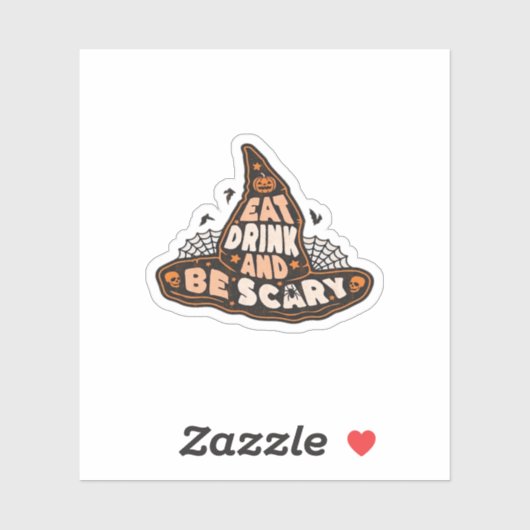 Eat Drink And Be Scary Witch Hat Aesthetic Casual Aufkleber (Blatt)