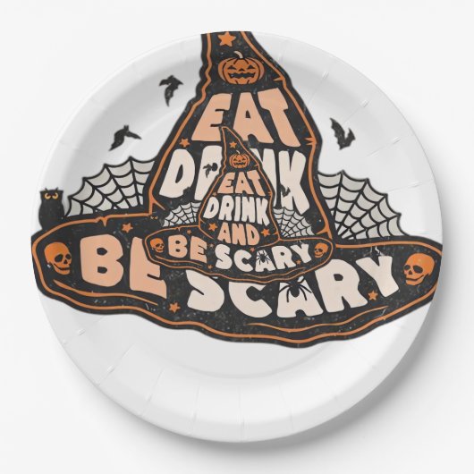 Eat Drink And Be Scary Witch Only Halloween Gift F Pappteller (Vorderseite)