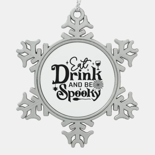 Eat Drink And Be Spooky Retro Classic Schneeflocken Zinn-Ornament (Vorderseite)