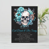 Eat Drink & Be Beängstigendes Halloween-Party Einladung (Stehend Vorderseite)