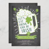 Eat Drink Be Irish St Patrick's Party Einladung (Vorne/Hinten)