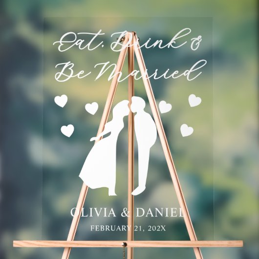 Eat, Drink & Be Married Personalized Wedding Acrylschild (Neutral)