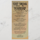 Eat Drink & Be Married Tan Retro Swirls Wedding Menükarte (Vorderseite)