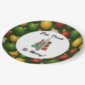 Eat, Drink, Be Merry Christmas Round Paper Plate | Pappteller (Schrägansicht)