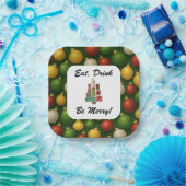 Eat, Drink, Be Merry Christmas Square Paper Plate Pappteller (Party)