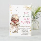 Eat Drink & Be Merry Cocktail Bow Einladung (Stehend Vorderseite)