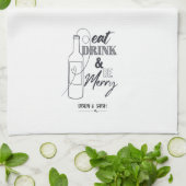 Eat, Drink & Be Merry Custom Name Kitchen Towel Geschirrtuch (Gefaltet)