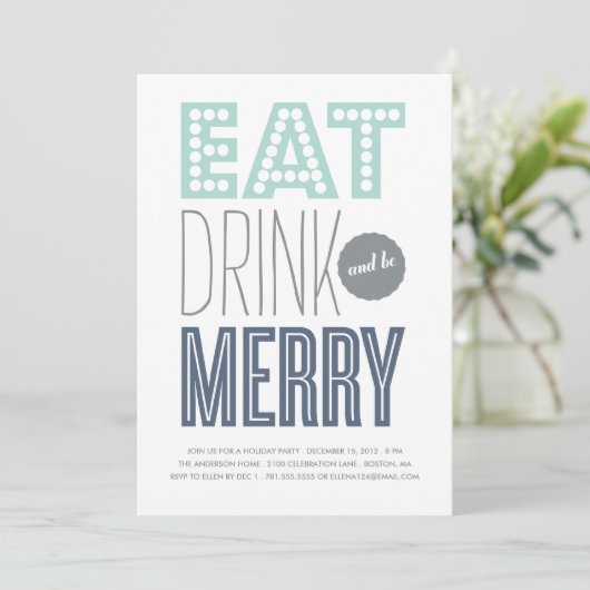 EAT DRINK & BE MERRY| EINLADUNG (Stehend Vorderseite)