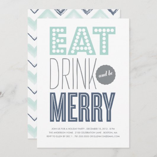 EAT DRINK & BE MERRY| EINLADUNG (Vorne/Hinten)