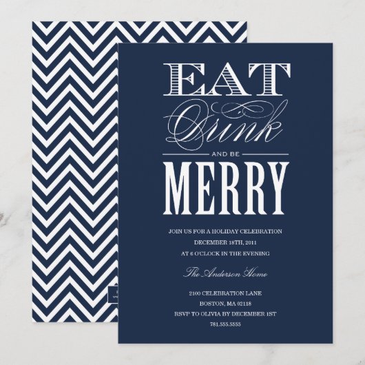 EAT, DRINK & BE MERRY| EINLADUNG DER HOLIDATEI (Vorne/Hinten)