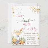 Eat Drink & Be Merry Holiday Cocktail Einladung (Vorderseite)