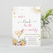 Eat Drink & Be Merry Holiday Cocktail Einladung (Stehend Vorderseite)