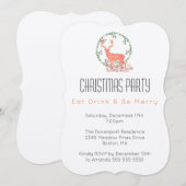 Eat Drink Be Merry Rentier Weihnachts-Party Einladung (Vorne/Hinten)