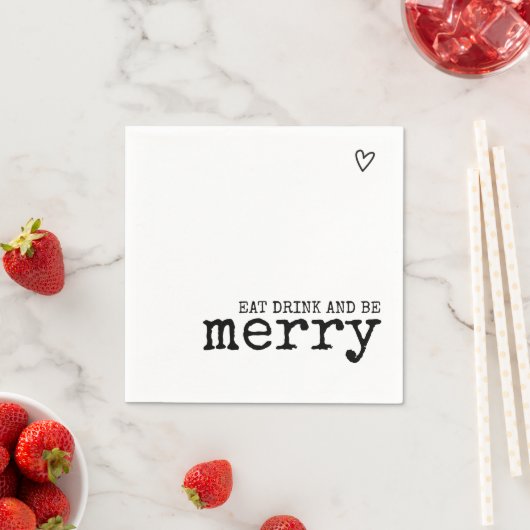 Eat Drink Be Merry Schreibmaschine Typografy Weddi Serviette (Beispiel)