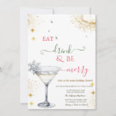 Eat Drink & Be Merry Snowflake Cocktail Einladung (Vorderseite)