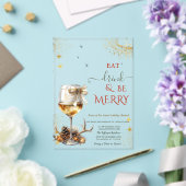 Eat Drink & Be Merry Wine Glass Bow Acryleinladungen (In Situ (Hochzeit))