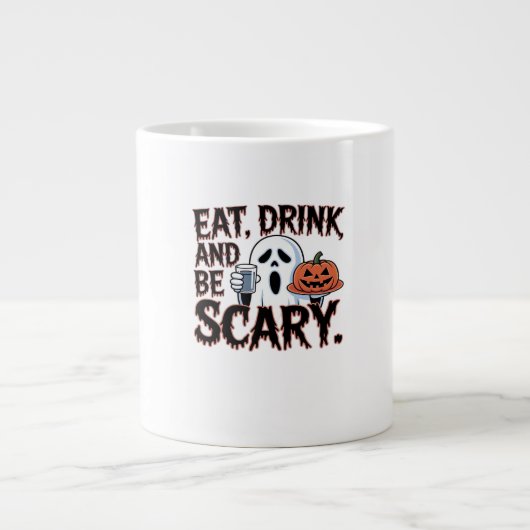Eat Drink Be Scary Halloween Pumpkin Creative Styl Jumbo-Tasse (Vorderseite)