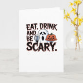 Eat Drink Be Scary Halloween Pumpkin Creative Styl Karte (Gelbe Blume)