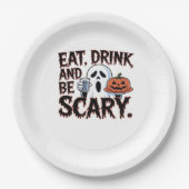 Eat Drink Be Scary Halloween Pumpkin Creative Styl Pappteller (Vorderseite)