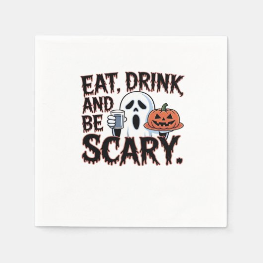 Eat Drink Be Scary Halloween Pumpkin Creative Styl Serviette (Vorderseite)
