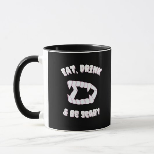 Eat Drink Be Scary Vampire Minimalist Tasse (Links)