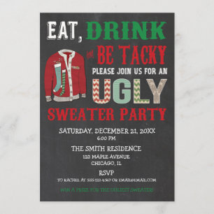 Eat Drink be Tacky Ugly Sweater Weihnachtsfest Par Einladung