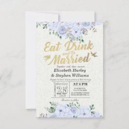EAT Drink & Be Verheiratet Hochzeit Blumenschrift Einladung