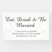 Eat Drink Be Verheiratet moderne Black Script Hoch Banner (Horizontal)