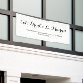 Eat Drink Be Verheiratet moderne Black Script Hoch Banner (Äußeres Gebäude)