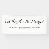 Eat Drink Be Verheiratet moderne Black Script Hoch Banner (Horizontal)