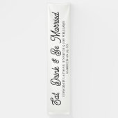 Eat Drink Be Verheiratet moderne Black Script Wedd Banner (Vertikal)