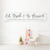 Eat Drink Be Verheiratet moderne Silver Script Hoc Banner (Insitu)