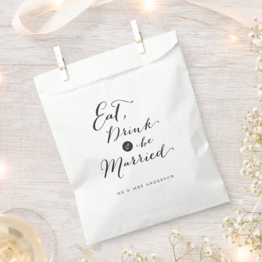 Eat Drink & Be Verheiratet Script Calligrafy Weddi Geschenktütchen (Ausgeschnitten)