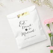 Eat Drink & Be Verheiratet Script Calligrafy Weddi Geschenktütchen (Versiegelt)