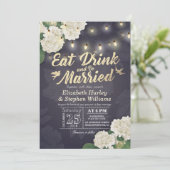 EAT Drink & Be Verheiratete Blume String Light Wed Einladung (Stehend Vorderseite)