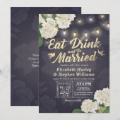 EAT Drink & Be Verheiratete Blume String Light Wed Einladung (Vorne/Hinten)