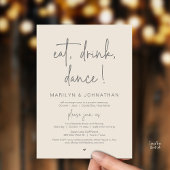Eat, Drink, Dance, Wedding Elopement Dinner Party  Einladung