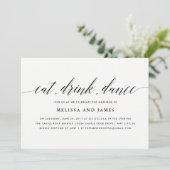 Eat, Drink, Dance Wedding Invitation Einladung (Stehend Vorderseite)