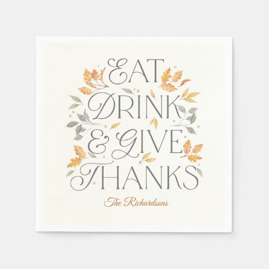 Eat Drink Dank Erntedank Party Napkins Serviette (Vorderseite)