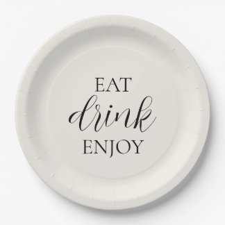 'Eat Drink Enjoy' Soft Cream Farmhouse Rustikal Pappteller
