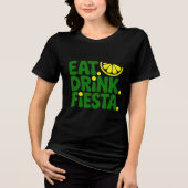 Eat Drink Fiesta Minimal Retro T-Shirt Tri-Blend Shirt (Vorderseite)