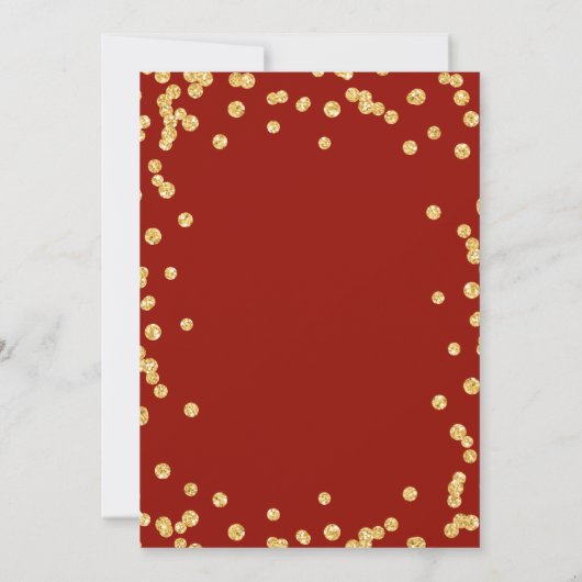 Eat Drink Gold Roter Glitzer Urlaub Weihnachten Bo Einladung (Rückseite)